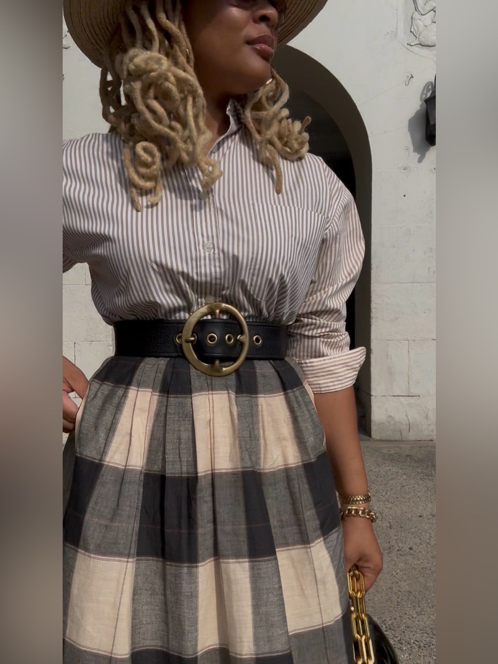 VINTAGE PLAID MIDI SKIRT